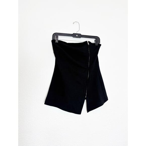 Anthropologie Maeve Asymmetrical Zipper Tube Top Black Size Small Quiet Luxury - Picture 3 of 11